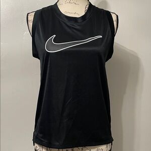 Nike Women's Black Muscle Tee with White Logo